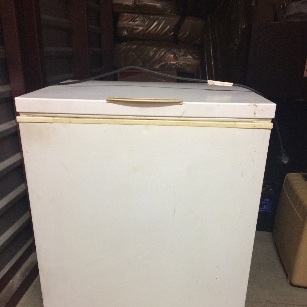 white deep freezer